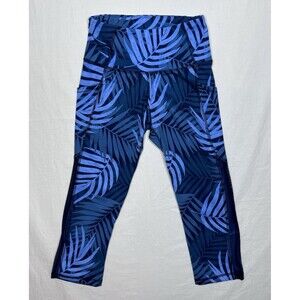 Old Navy Active Go Dry Womens Size S Cropped Leggings with Blue Mesh Panels